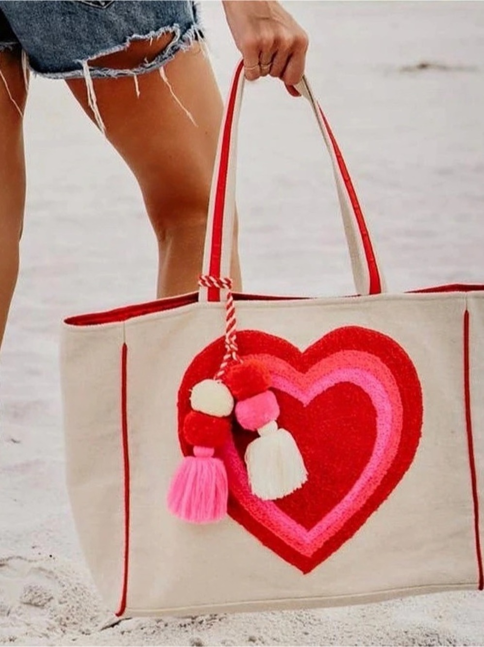 KATYDID Heart Tote Bag in Pink & Red NWT